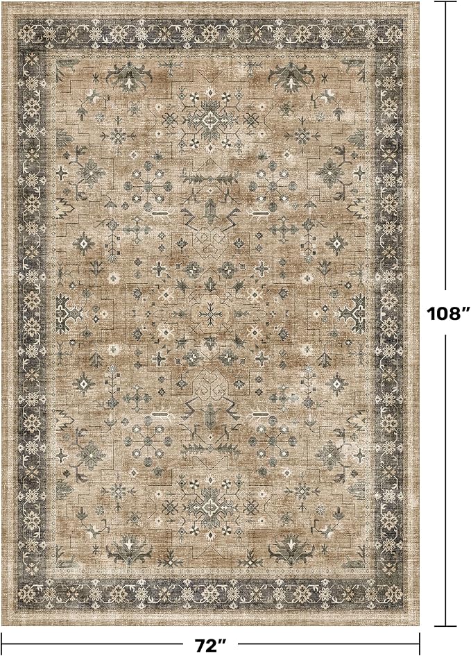 Vintage Taupe Sage 6x9 Rug for Living Room - Image 2