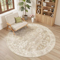 Madane Washable Round Rug 5ft for Living Room, Soft Ultra-Thin Non-Slip Vintage by Madane