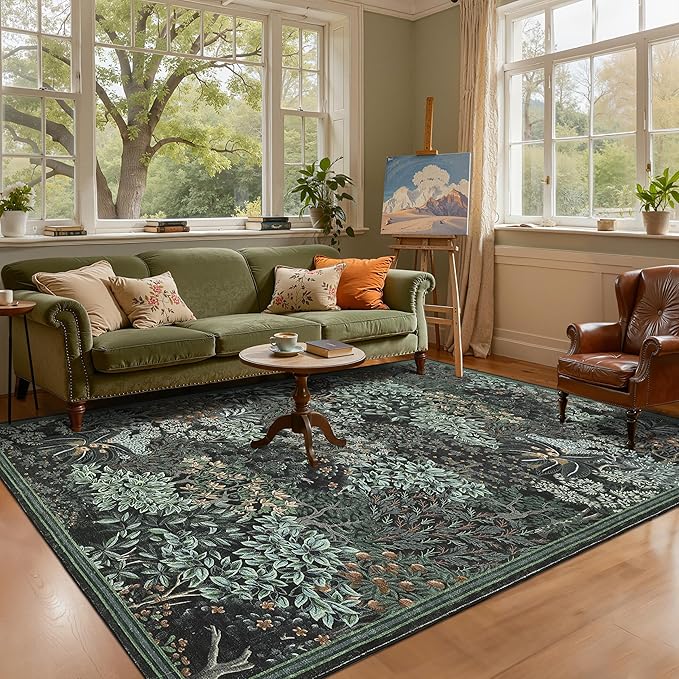 GarveeHome Forest Rugs 6x9, Botanical Low Pile Non Slip Stain Resistance - Image 9