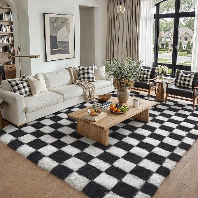 PureCozy Checkered Rug 9x12 for Living Room - Image 3