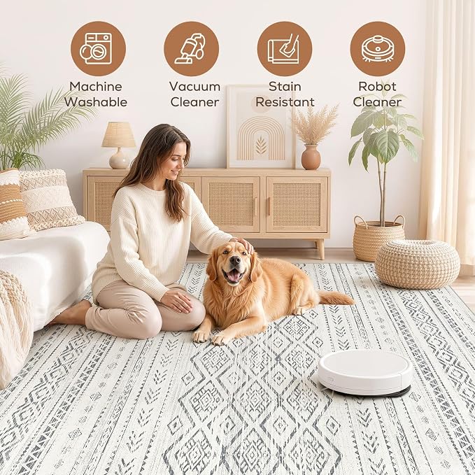 Nakagishi Area Rug Living Room Rugs: 6x9 Large Soft Machine Washable Boho - Image 3