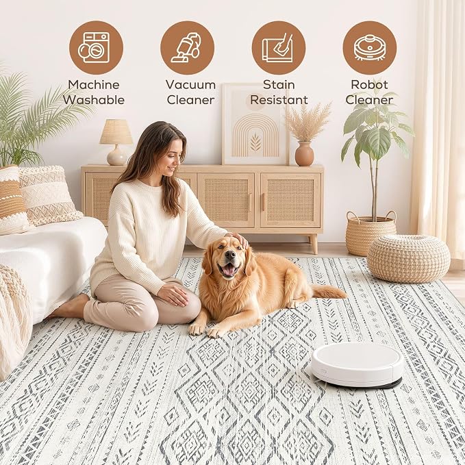 Nakagishi Area Rug Living Room Rugs: 9x12 Large Soft Machine Washable Boho - Image 3
