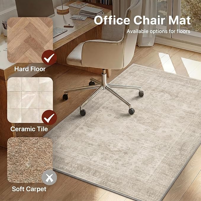 48"x60" Office Chair Mat for Hardwood Tile Floor, Under Desk Carpet Protector - Image 3