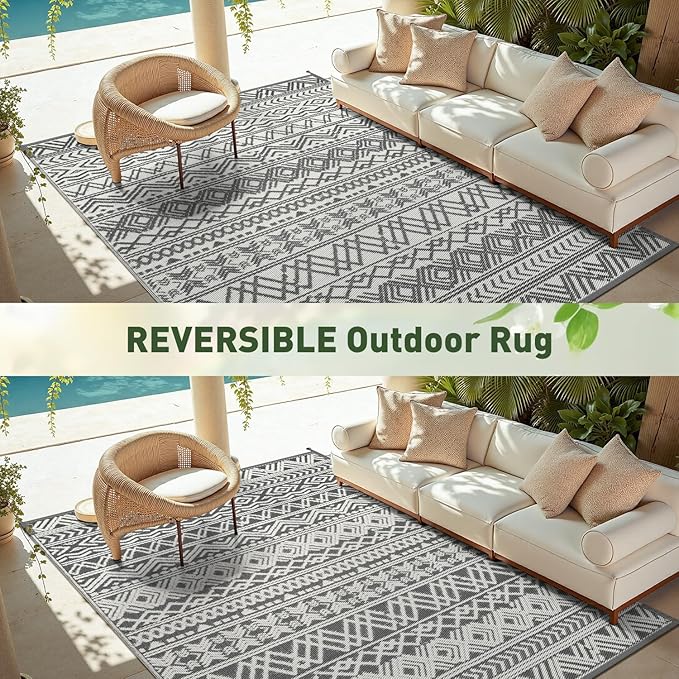 MontVoo Outdoor Rug Carpet Waterproof 9x12 Outdoor Patio Rug Mat Reverisble - Image 6