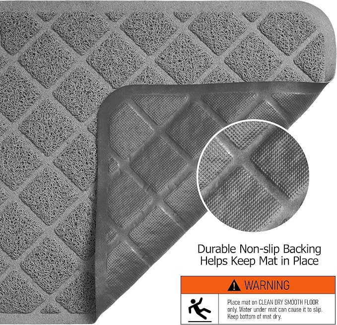 Conlun PVC Cat Litter Mat 24x15 Inch Grey, Less Waste Cat Litter Box Mat - Image 6