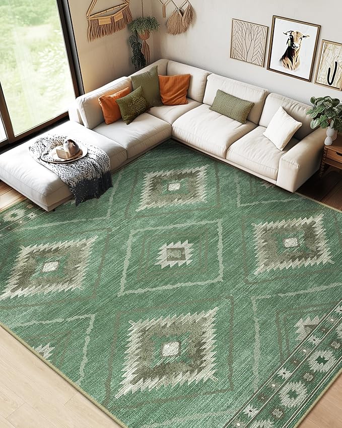 BESTSWEETIE Area Rug 6x9 Rug Machine Washable Rug Non-Slip Low Pile Print - Image 7
