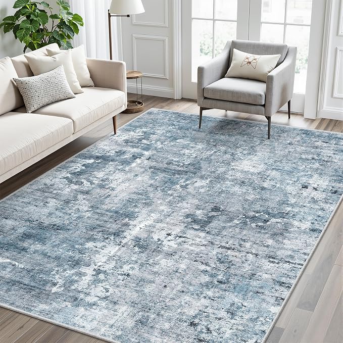 Soalmost 7x9 Area Rug for Living Room Washable Abstract Vintage Soft Thin - Image 2