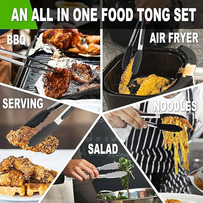 Anaeat Non-Stick Silicone Locking Tong Set of 3 - Image 7