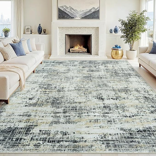 9x12 Area Rugs for Living Room Washable Rug: Anti-Skid Abstract Modern Living by Crority
