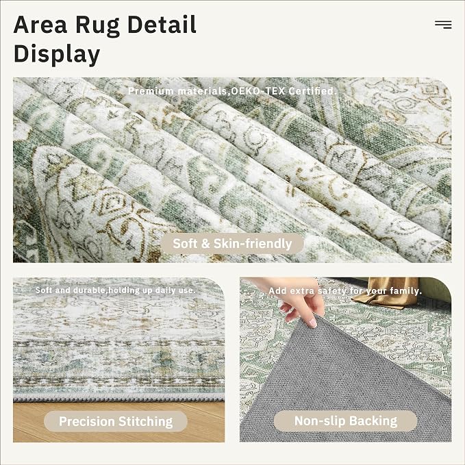 Soalmost 8x10 Area Rugs, Washable Rugs, Large Stain Resistant Area Rug - Image 7