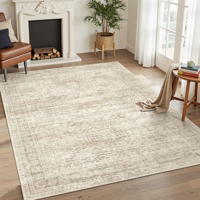 Soalmost 7x9 Area Rug for Living Room Washable Abstract Vintage Soft Thin - Image 9