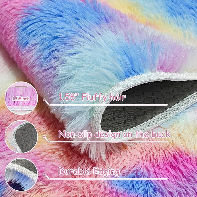 Large Hot Pink Rainbow Area Rug - Image 5
