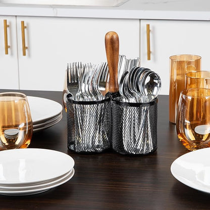 Mind Reader Utensil Holder, Cutlery Holder, Metal Mesh, 7.5"L x 7.5"W x 9.75"H - Image 4