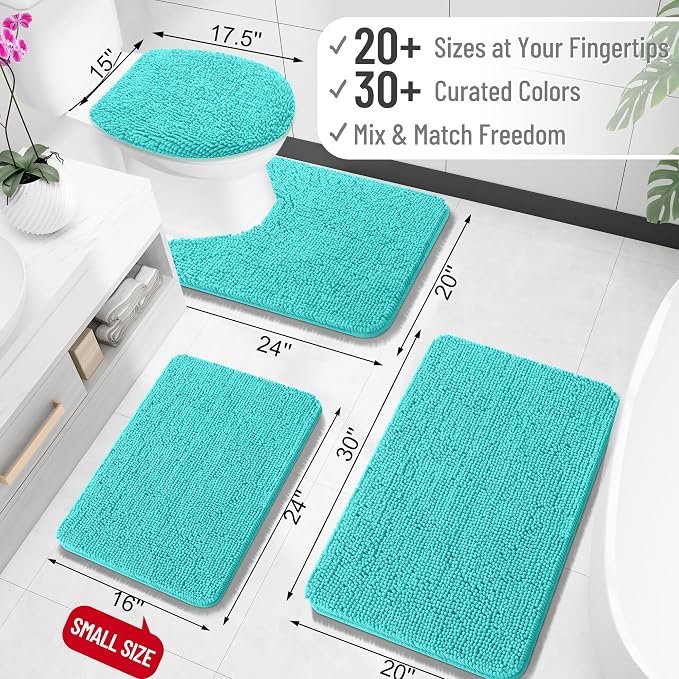 OLANLY Bathroom Rugs 30x18, Extra Soft Absorbent Chenille Bath Rugs, Rubber - Image 2
