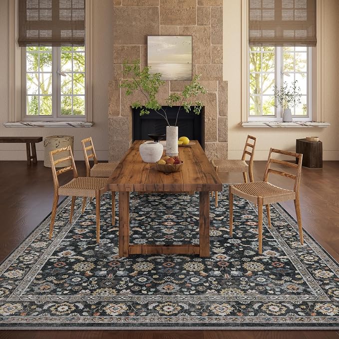 Washable Area Rugs for Living Room: 5x7 Bedroom Rug Vintage Boho Area Rug Stain - Image 7