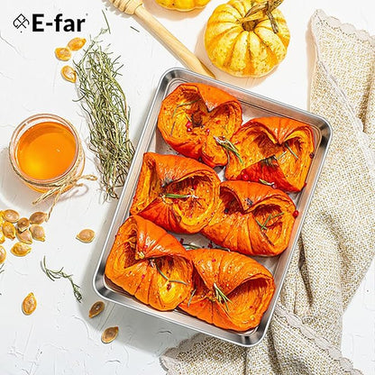 E-far 3 Pack Toaster Oven Trays, 9.4”x7.3” Stainless Steel Small Baking Cookie - Image 7