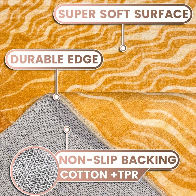 Washable 3x5 Sun Area Rug for Living Room, Retro Brown Sun Modern Boho Large - Image 3
