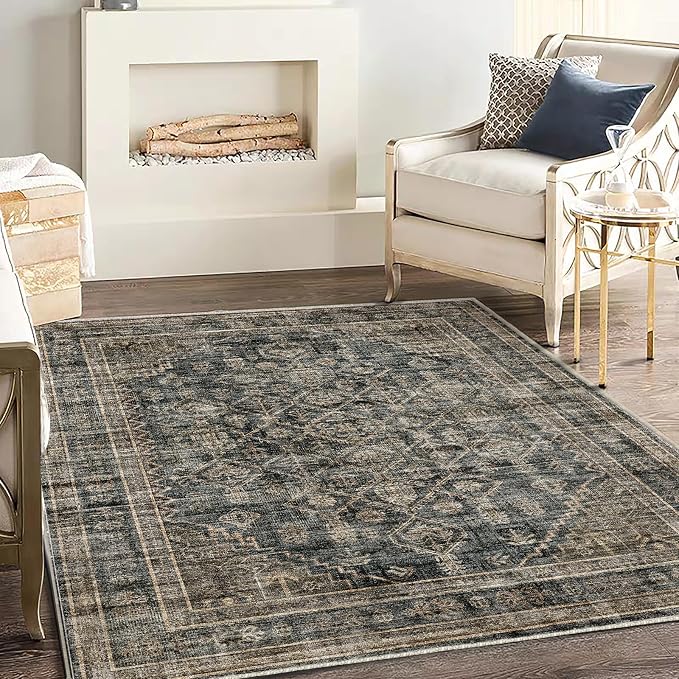 CHAMPLANT Washable Area Rug 4'x6' Vintage Traditional Floor Cover Foldable Thin - Image 2