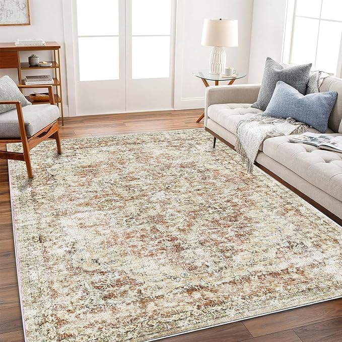 CHAMPLANT Area Rug 6'x9' Washable Vintage Traditional Floor Cover Thin Retro by CHAMPLANT