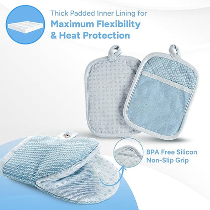 Casa Platino Silicone Oven Mitts Set, 8-Piece – 500°F Heat Resistant Mini Oven - Image 3