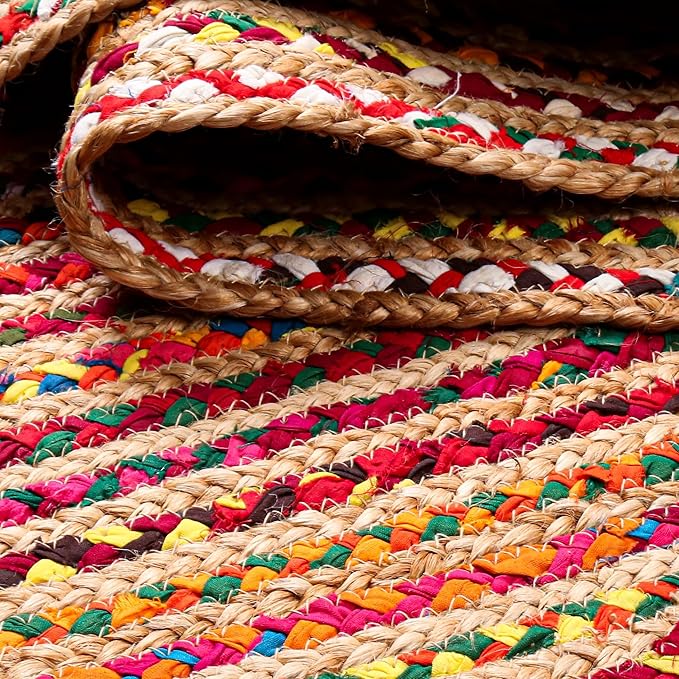 Hausattire Bohemian Braided Rug 4' Round - Image 8