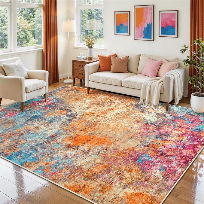 6x9 Area Rugs for Living Room Rug Washable: Abstract Rug for Dining Room by Aelenmu