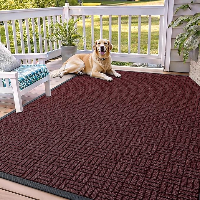 OLANLY Front Door Mat Outside Entrance 71x47, Heavy Duty Sturdy Natural Rubber by OLANLY