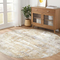 Round Rug Living Room Rugs: 4x4 Washable Circle Abstract Modern Soft Stain by LOONGRUG