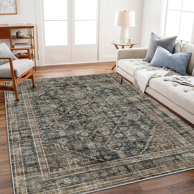 CHAMPLANT Washable Area Rug 4'x6' Vintage Traditional Floor Cover Foldable Thin by CHAMPLANT