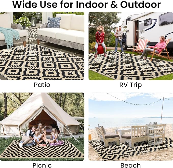Smiry Waterproof Outdoor Rug 5x8 ft, Reversible Plastic Straw Patio Camping Rugs - Image 7