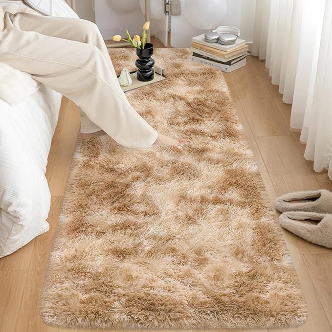 2x6 Soft Fluffy Beige Runner Rug - Image 2