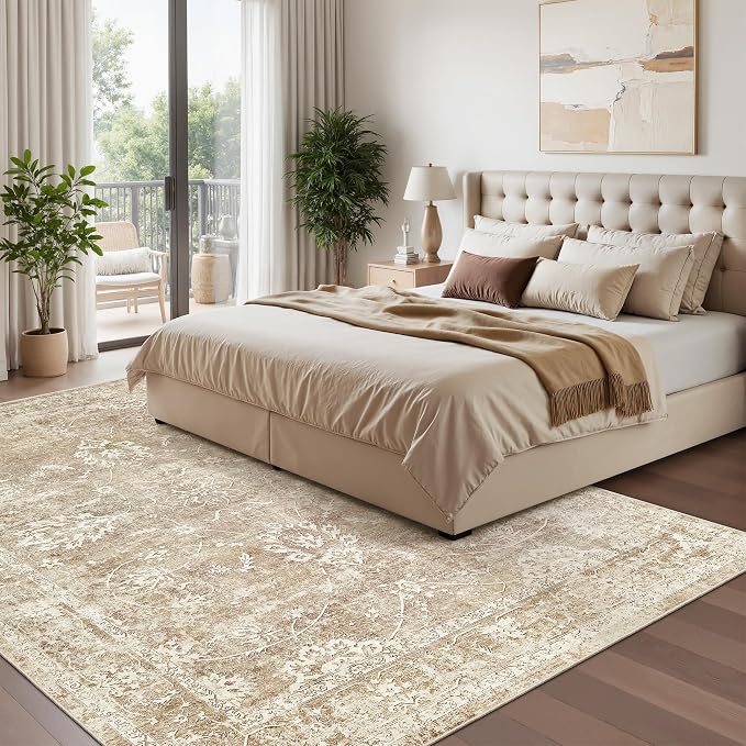 Madane Washable 6x9 Area Rugs for Living Room, Vintage Neutral Rug - Image 5