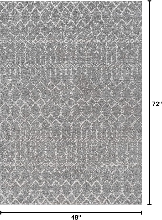 JONATHAN Y Boho Vintage Diamond Gray/Ivory Indoor Area Rug 4X6 ft, Moroccan Hype - Image 2