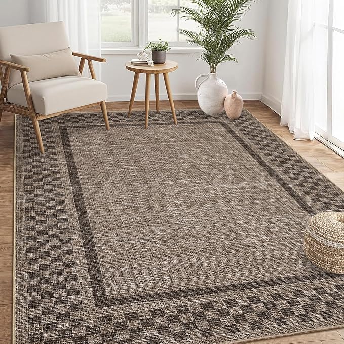 GarveeHome Machine Washable 5x7 Area Rugs Modern Bordered Living Room Rug Non by GarveeHome