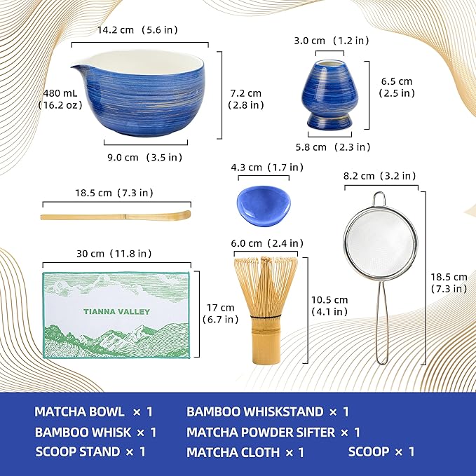 Matcha Whisk Set, Matcha Kit for Ceremony, 480 ML Ceramic Bowl - Image 6