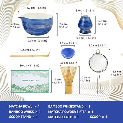 Matcha Whisk Set, Matcha Kit for Ceremony, 480 ML Ceramic Bowl - Image 6