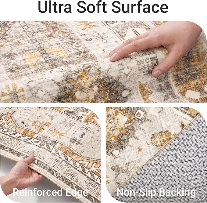 befbee 9x12 Area Rug, Ultra-Thin Washable Rugs - Image 3