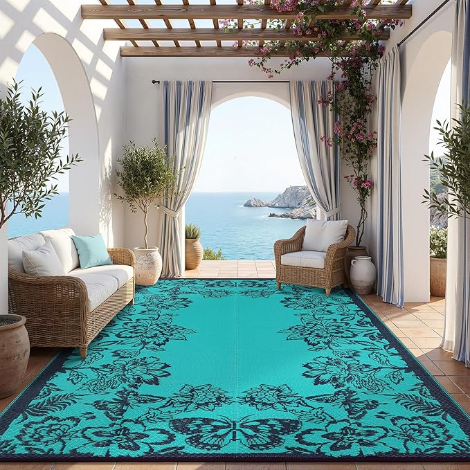 Garvee Outdoor Rugs 9' x 12’ Waterproof Reversible Mats, Large Area Plastic by Garvee