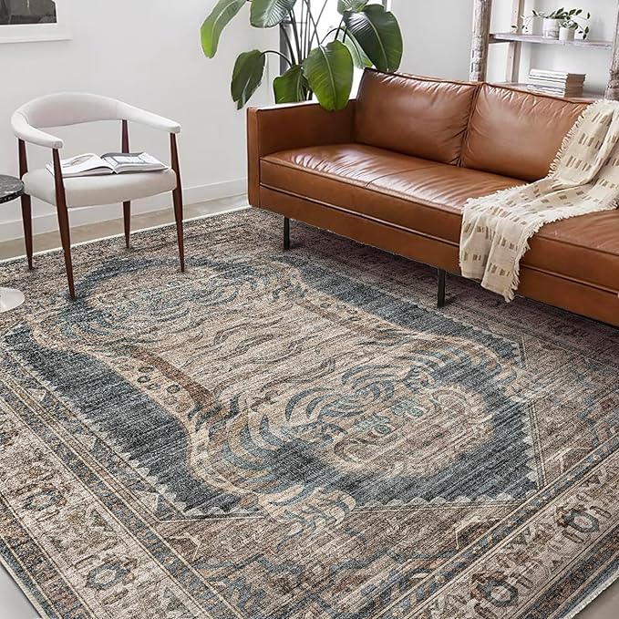 CHAMPLANT Washable Area Rug 10'x14' Boho Design Non-Shedding Easy Care Ideal by CHAMPLANT