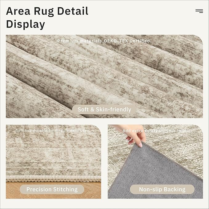 Soalmost 10x14 Area Rugs for Living Room, Non Slip Machine Washable Vintage Rugs - Image 6