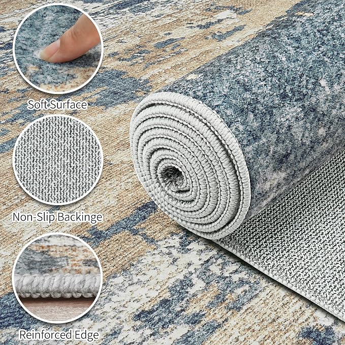 Area Rugs 5x7 Living Room: Large Soft Washable Rug Modern Abstract Anti-Skid - Image 9