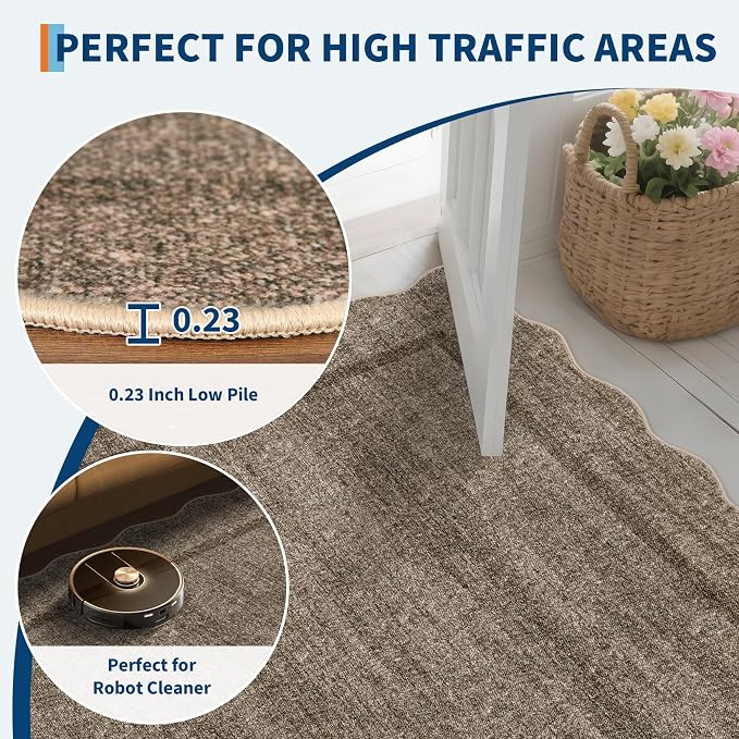 GarveeHome Scalloped Round Rugs 6Ft Washable Area Rug - Image 5