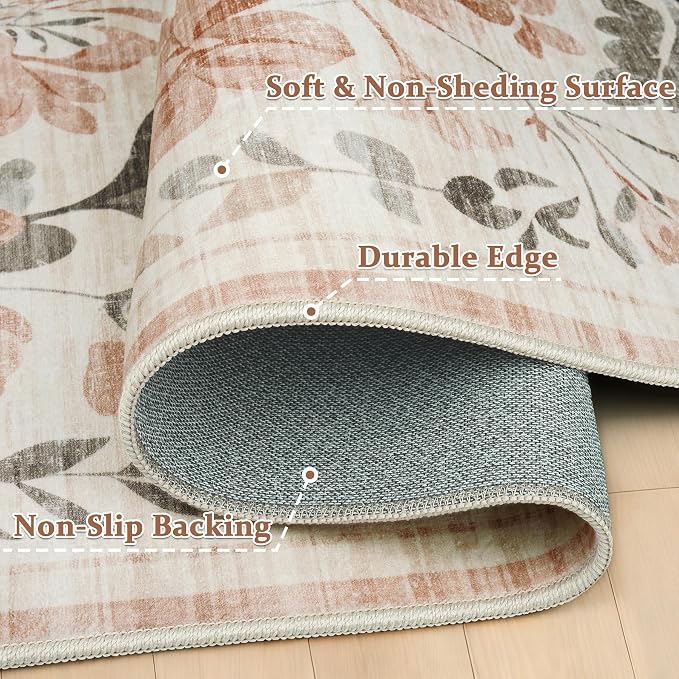 5x7 Area Rugs Washable Rug: Boho Living Room Rug Soft Non-Slip Low Pile Carpet - Image 7