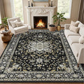 Area Rugs 9x12 Living Room Rug: Washable Rug Soft Vintage Boho Medallion Carpet by EXPEDIX