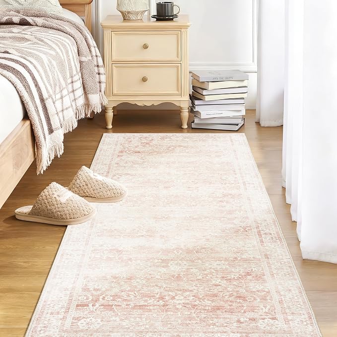 Pink Boho Runner Rugs for Hallway Bathroom Non Slip Cute Bed Side Bedroom Rug - Image 6
