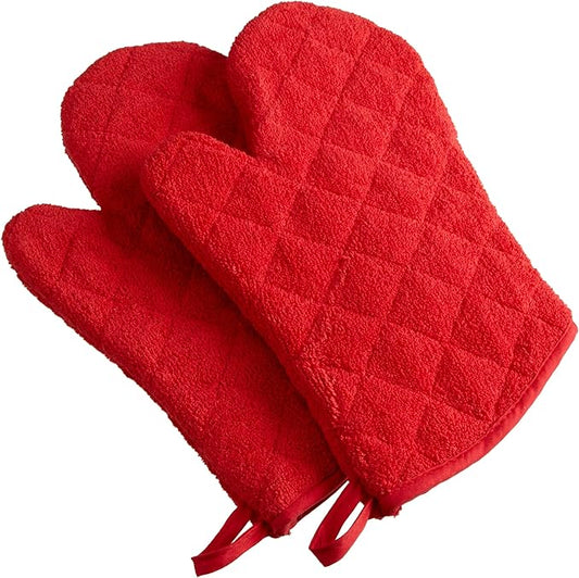 DII Basic Terry Collection 100% Cotton Quilted, Oven Mitt, 2 Piece by DII