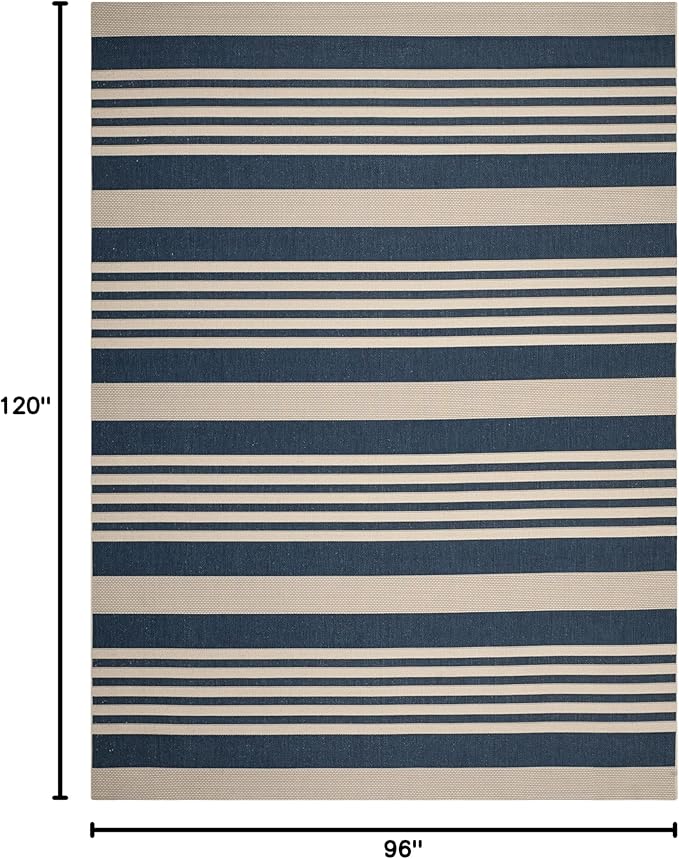 SAFAVIEH Courtyard Collection 8' x 10' Navy/Beige CY6062 Stripe Indoor/ Outside - Image 2