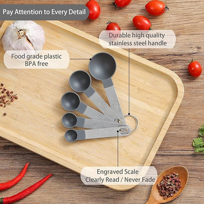 Measuring Cups and Spoons Set of Huygens Kitchen Gadgets 10 Pieces, Stackable - Image 3
