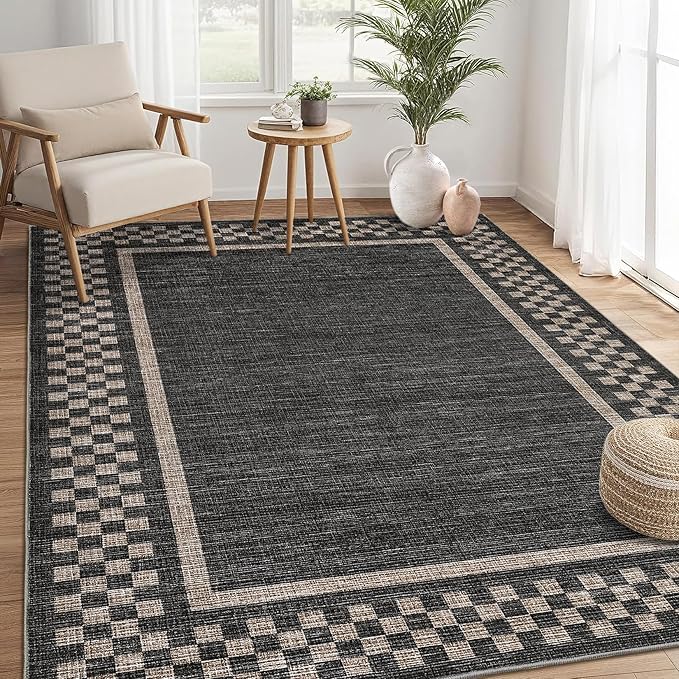 Small Bedroom Area Rug 3x5 Checkered Area Rug - Image 2