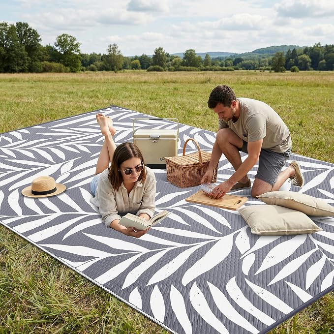 Smiry Outdoor Rug 8x10 ft, Waterproof Reversible Plastic Straw Rugs, Outdoor - Image 4